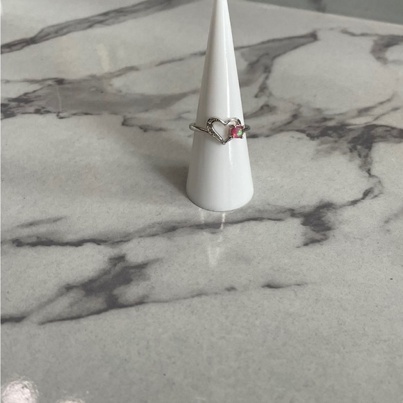 Sterling silver heart opal ring - Picture 2 of 5